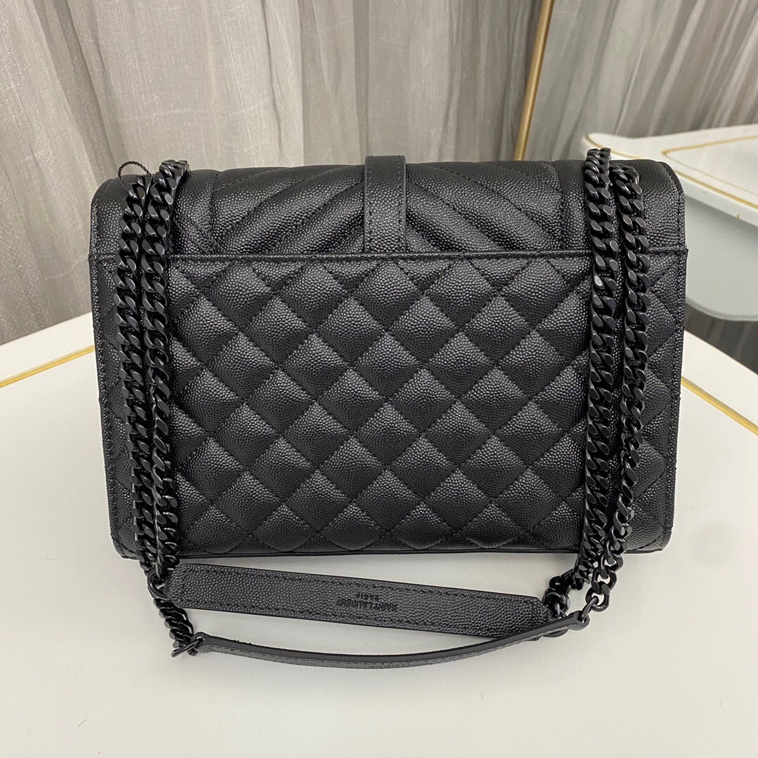 Saint Laurent Envlope Medium in Quilted Grain De Poudre Embossed Leather