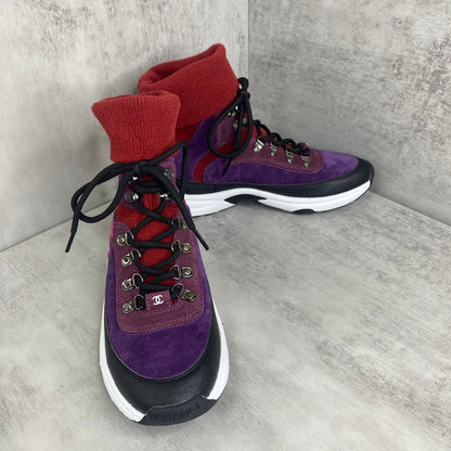 Chanel Interlocking CC Sock Sneakers "Purple-Pink"