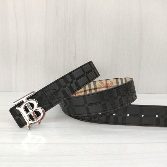 Burberry Leather Belt "Black-Silver"