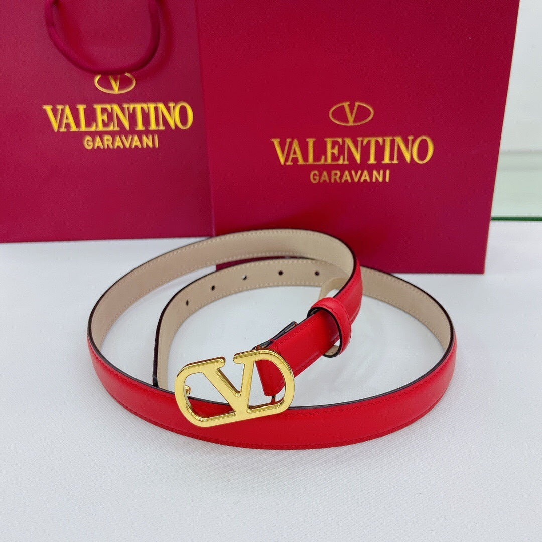 Valentino VLogo Signature 20mm Leather Belt "Red"