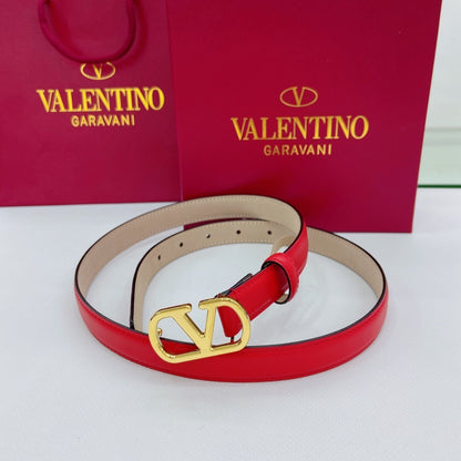 Valentino VLogo Signature 20mm Leather Belt "Red"
