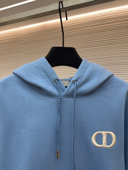 Dior CD Icon Hooded Sweatshirt "Sky Blue Cotton Fleece"