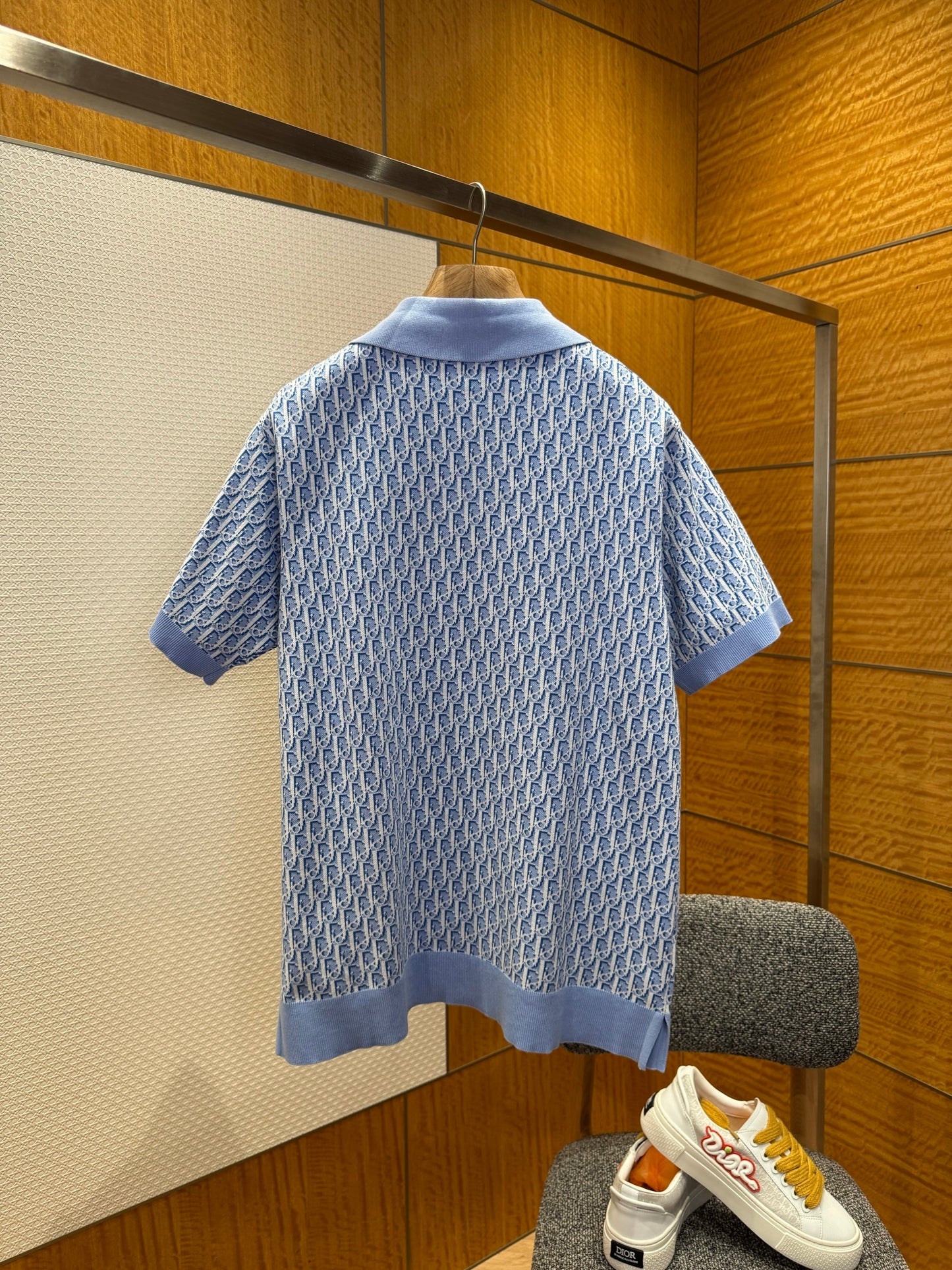 Dior Oblique Polo Shirt "Blue and White Cotton Jacquard"