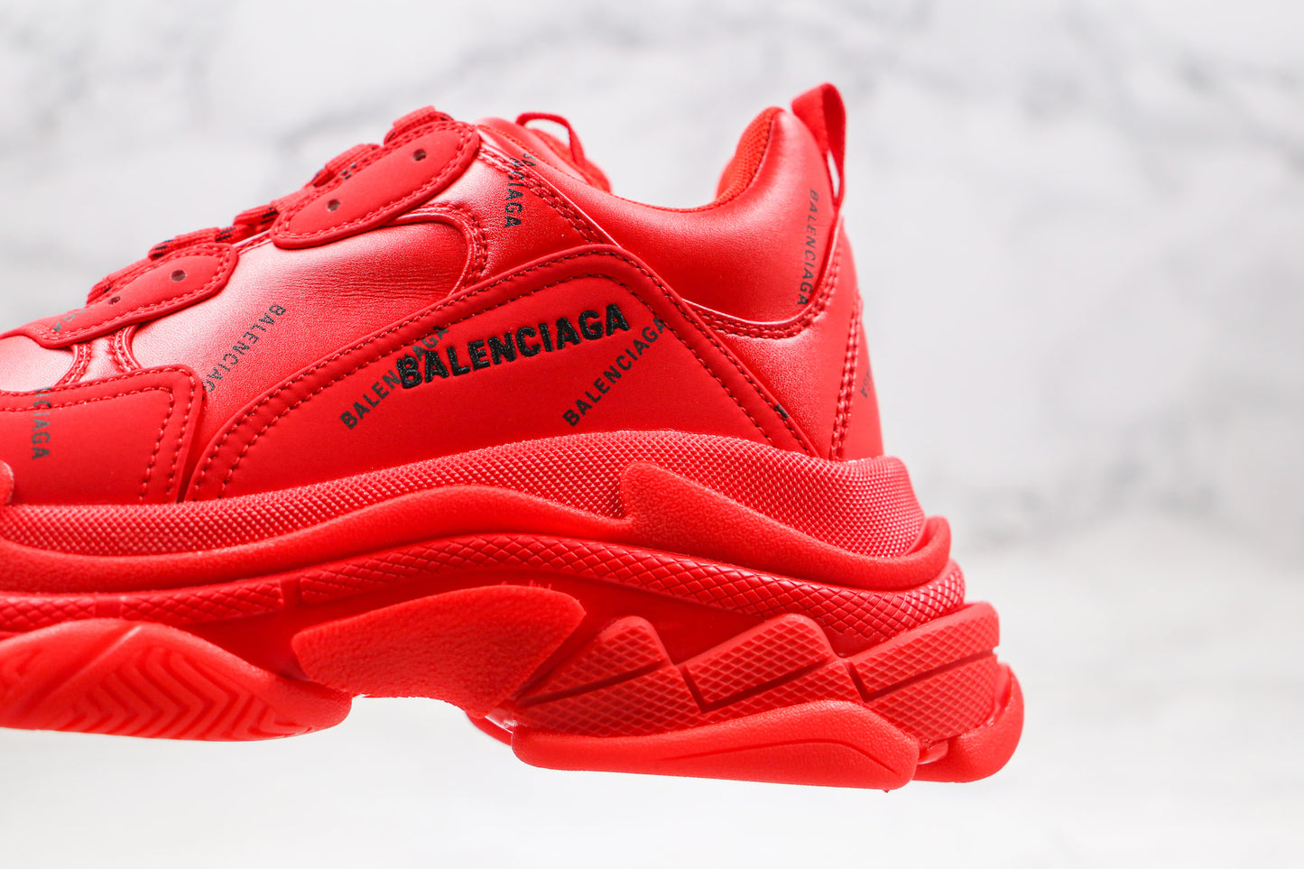 Balenciaga Triple S "Red-All Over Logo"