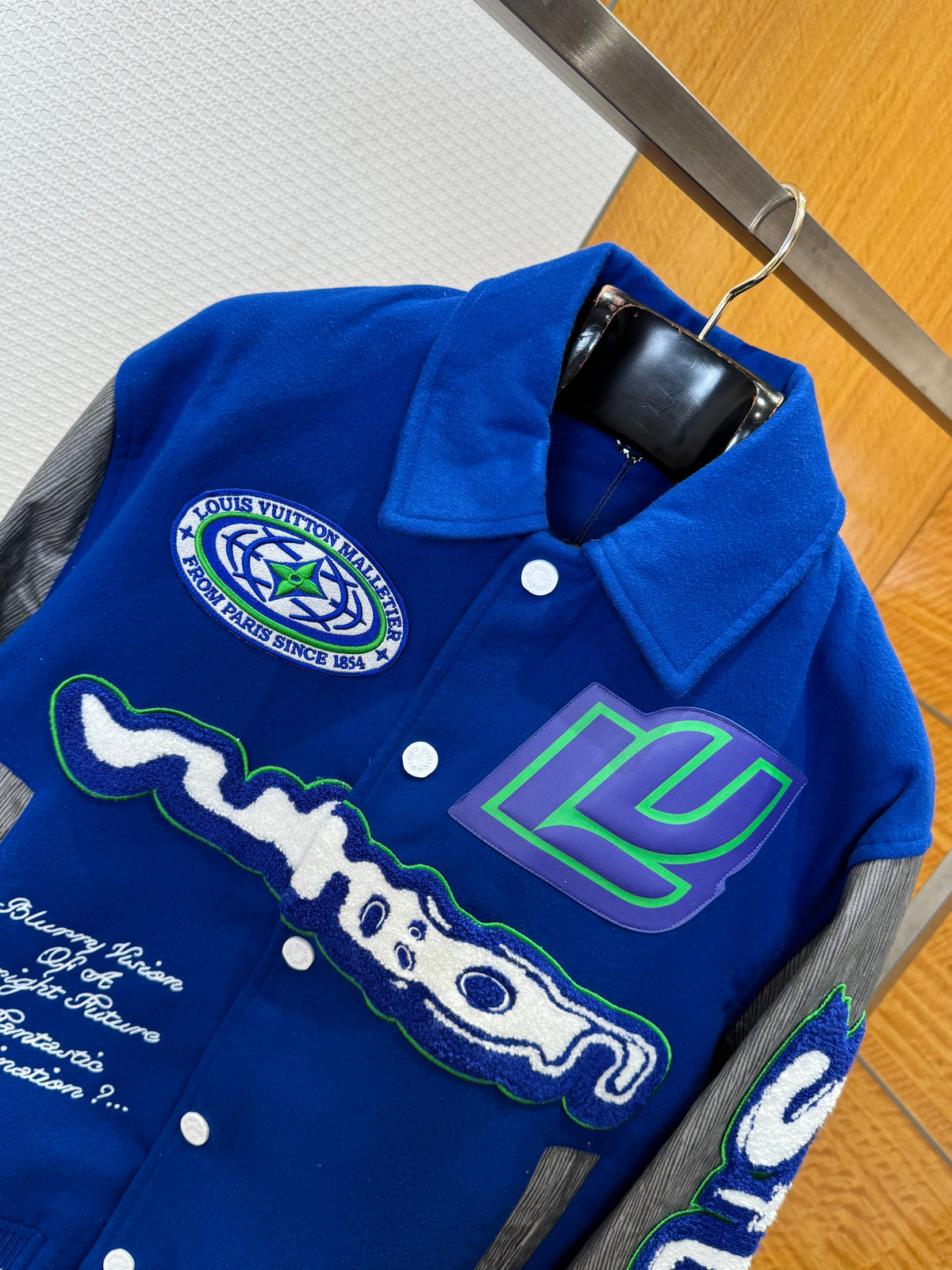 Louis Vuitton Embroidered Varsity Blouson "Grey-Blue"