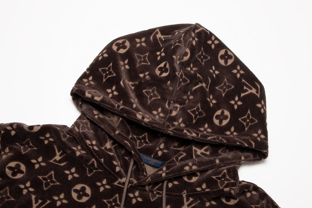 Louis Vuitton Velour Jacquard Hoodie "Brown"