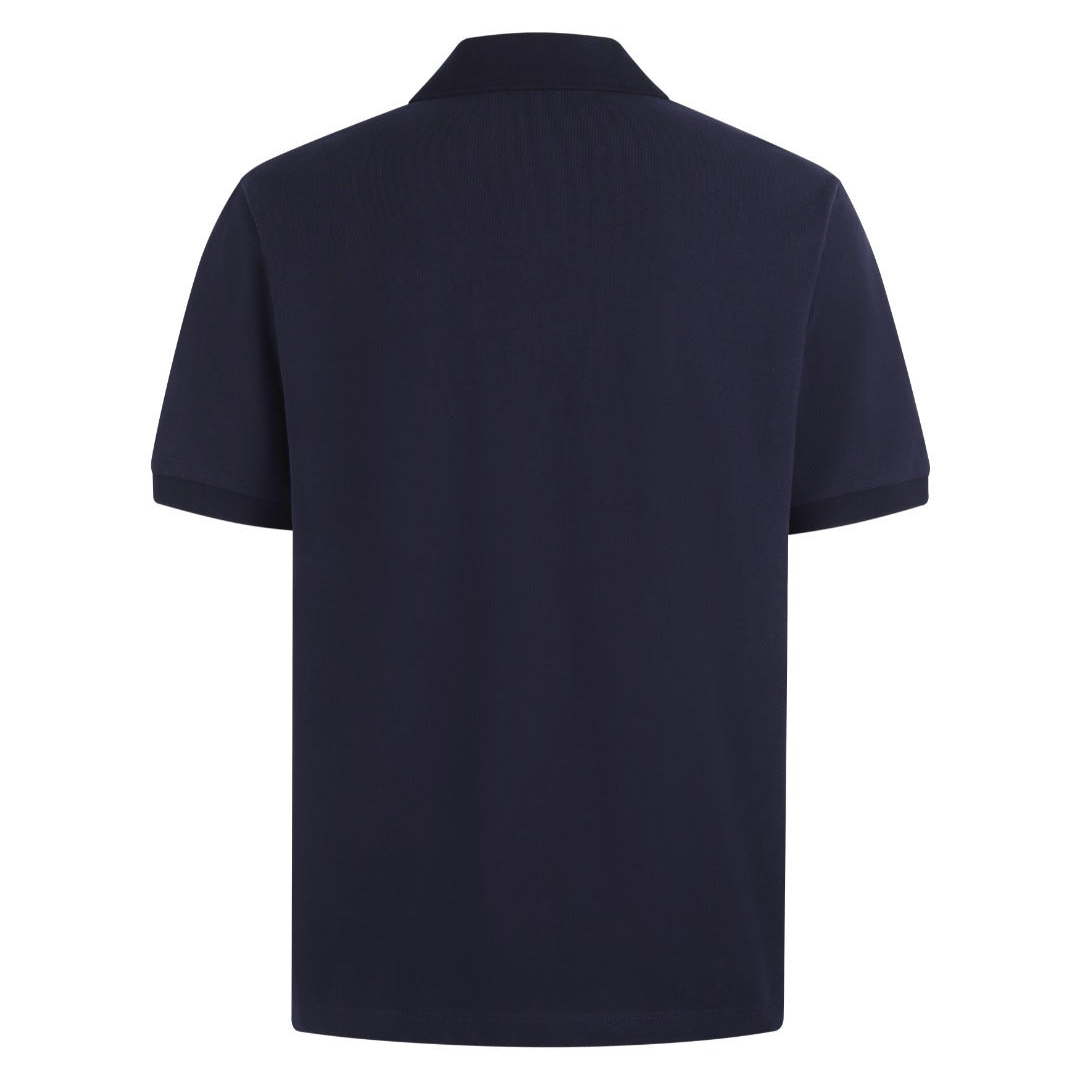 Gucci Cotton Piquet Polo Shirt with Horsebit Embroidery "Navy"