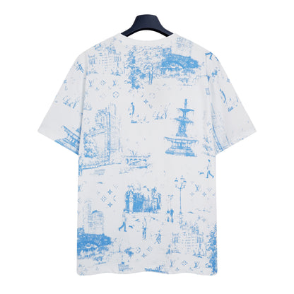 Louis Vuitton Pique Print T-Shirt "White-Blue"