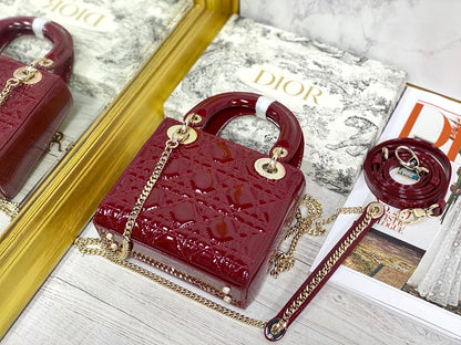 Dior Mini Lady Dior Bag "Cherry Red Patent Cannage Calfskin"