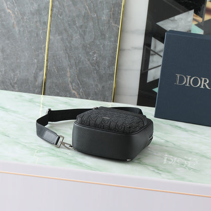 Dior Rider Sling Bag "Black Dior Oblique Jacquard and Black Grained Calfskin"