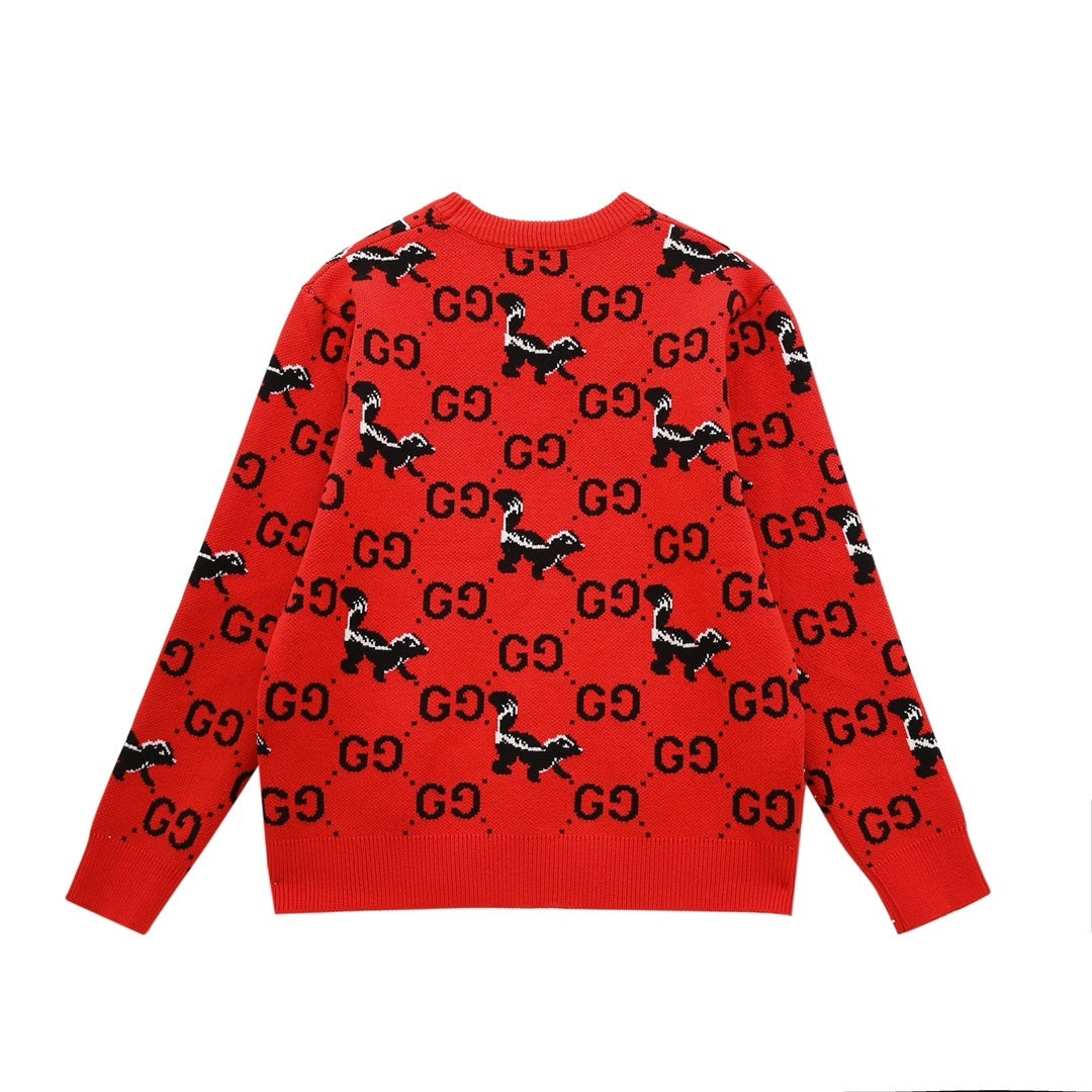 Gucci GG and Skunk Sweater "Red-Black"