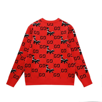 Gucci GG and Skunk Sweater "Red-Black"