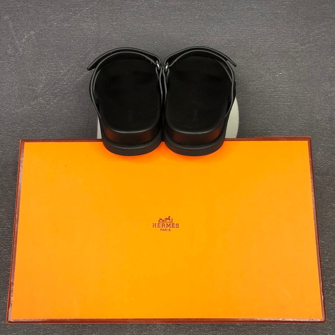 Hermes Chypre Sandals "Black Suede"