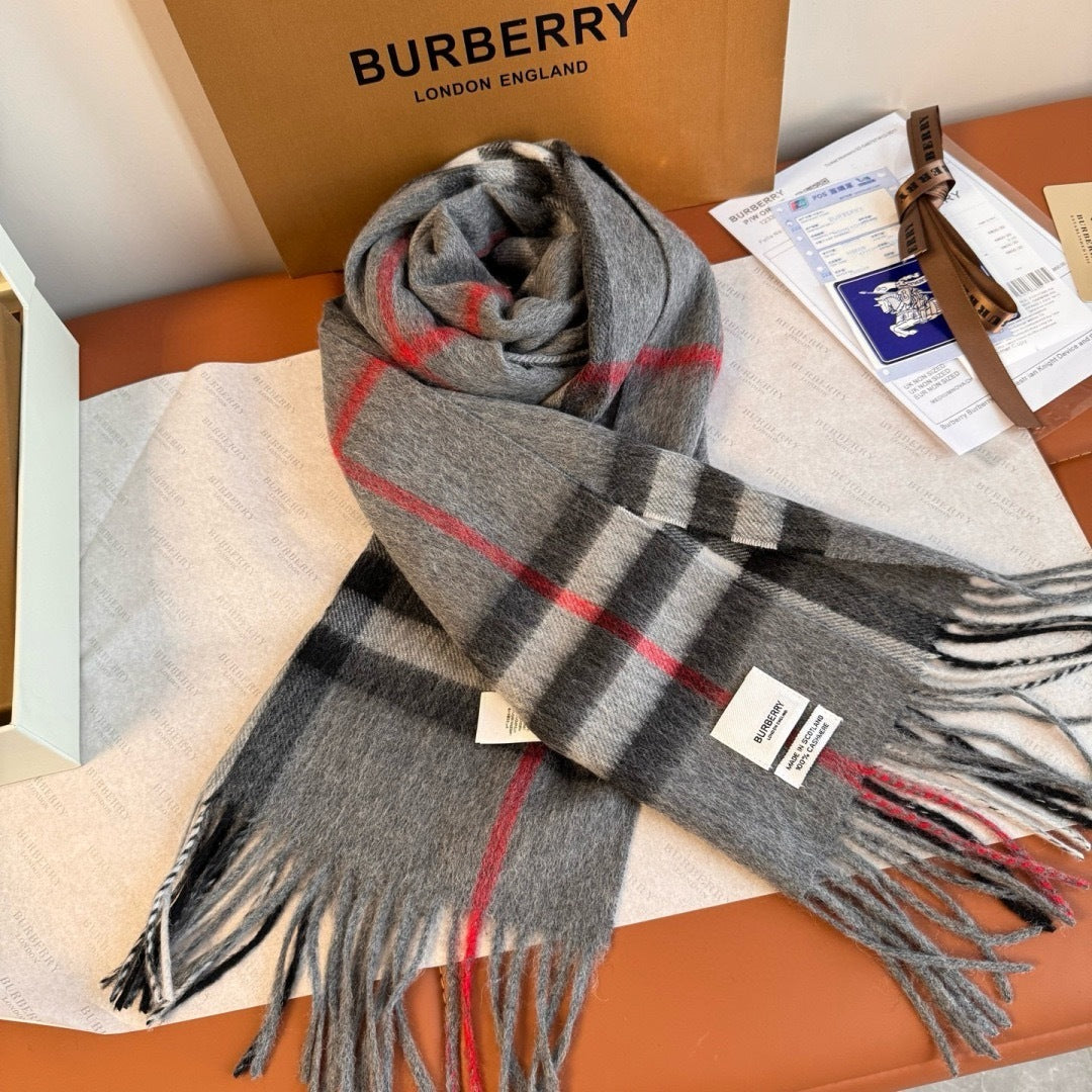 Burberry Cashmere Scarf "Grey-Black"