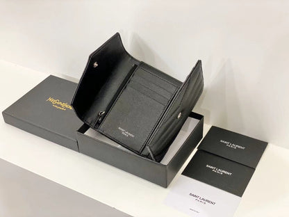 Yves Saint Laurent Compact Flap Cassendre Wallet Black