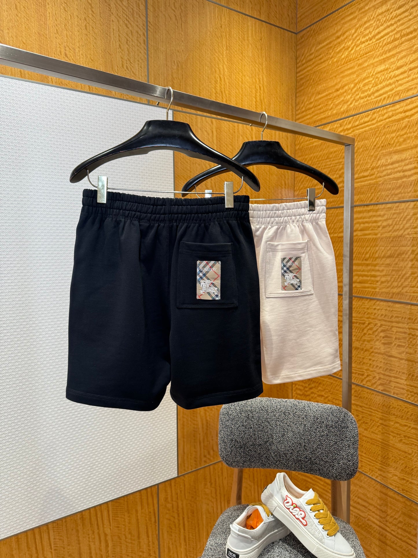 Burberry Check Label Tracking Shorts "Black"