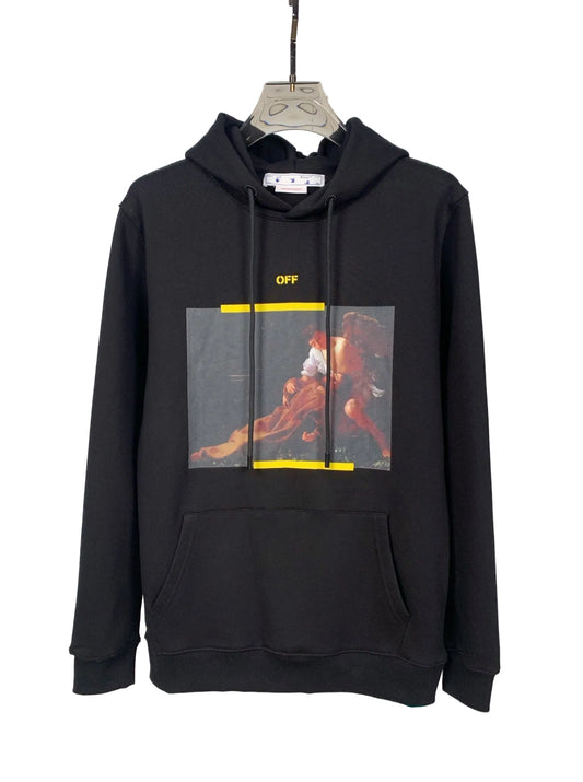 Off-White Arrow Caravaggio St. Fran Slim Hoodie "Black-Yellow"