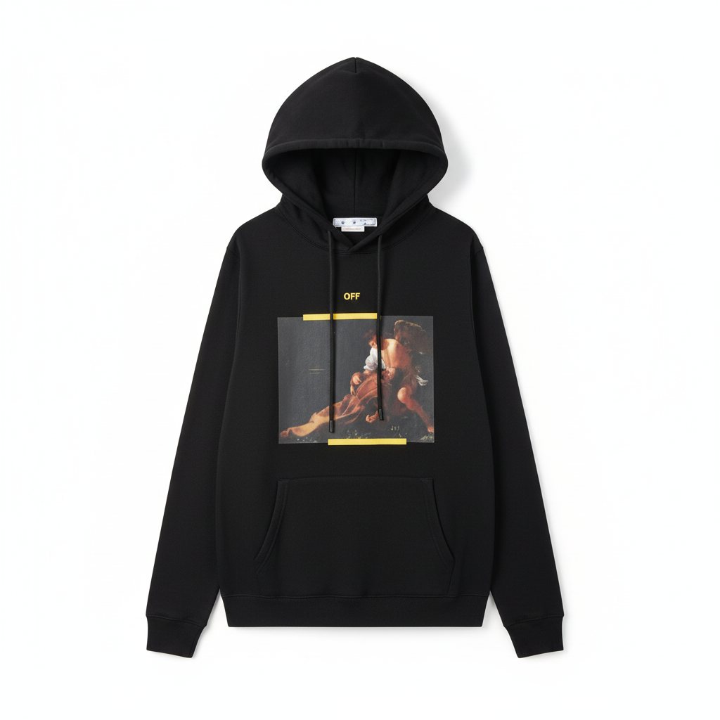 Off-White Arrow Caravaggio St. Fran Hoodie "Black-Yellow"