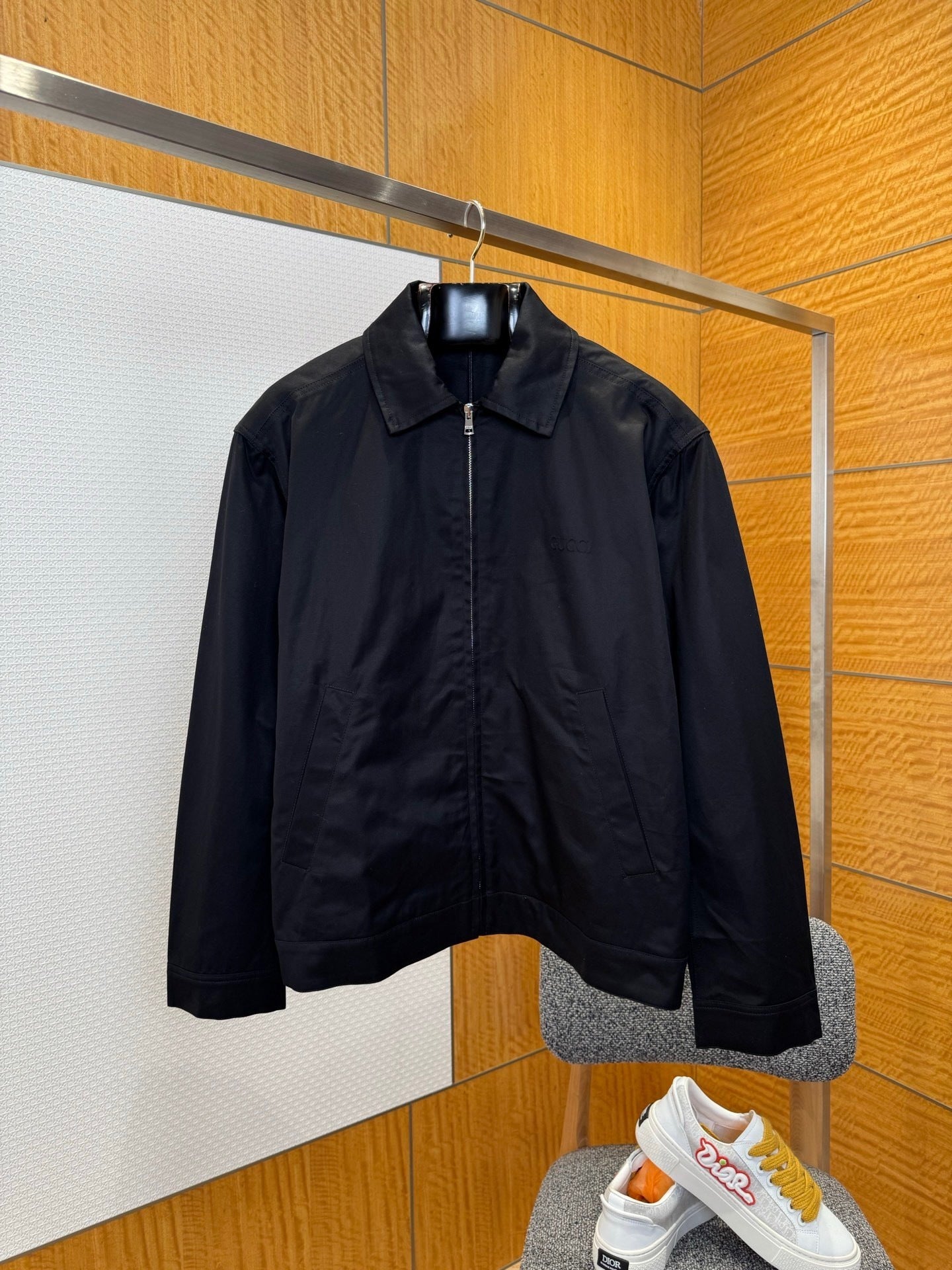 Gucci Cotton Twill Jacket with Web Detail "Black"