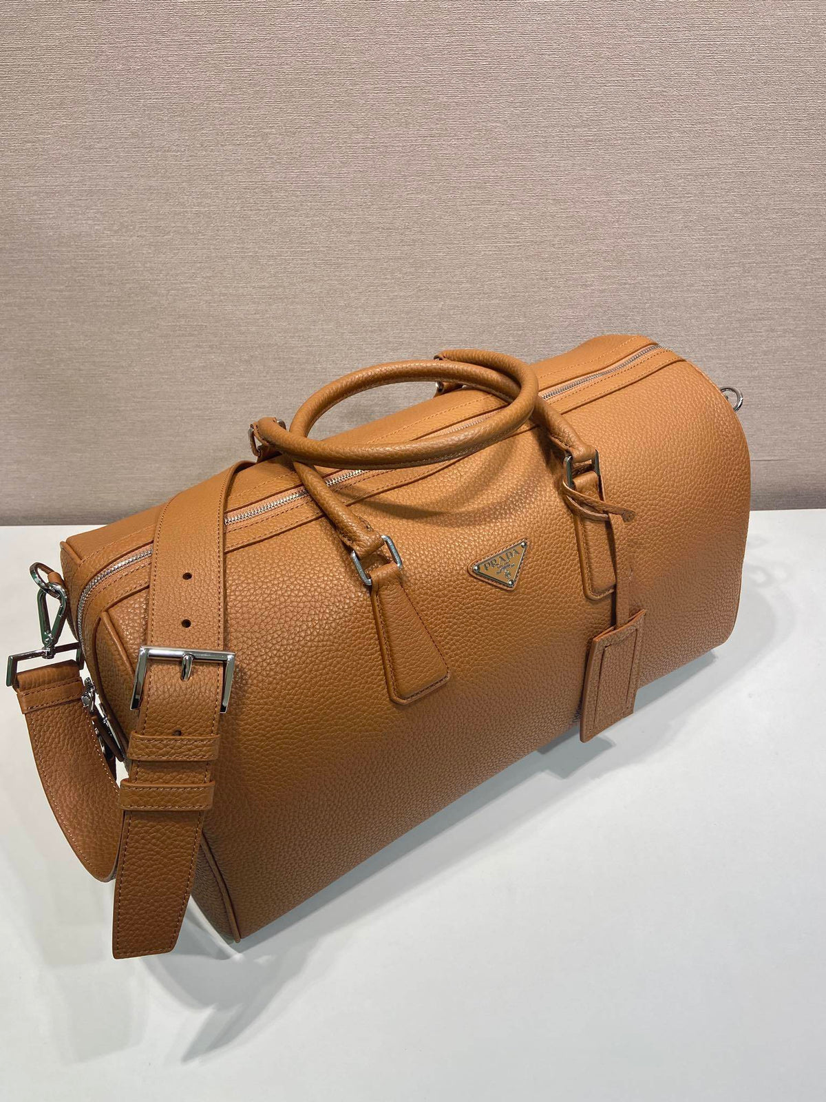 Prada Leather Duffel Bag "Brown"