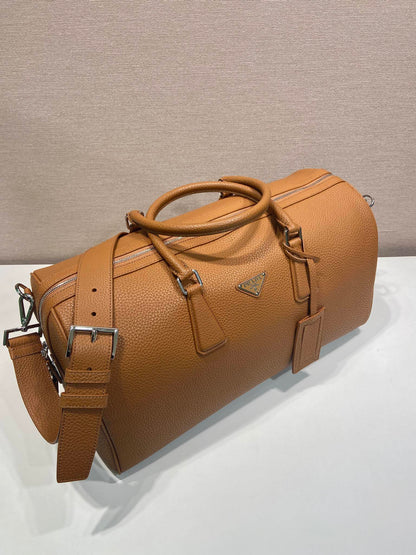 Prada Leather Duffel Bag "Brown"