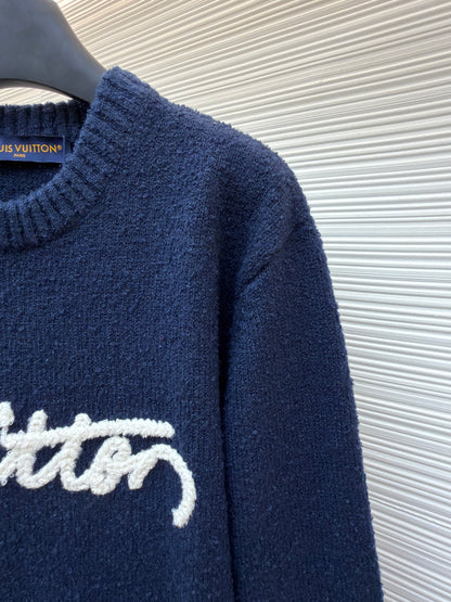 Louis Vuitton Embroidered Signature Long-Sleeved Crewneck "Navy"