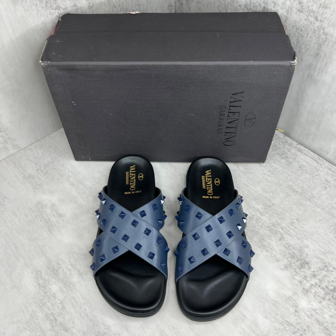 Valentino Garavani Rockstud Slides "Blue-Black"