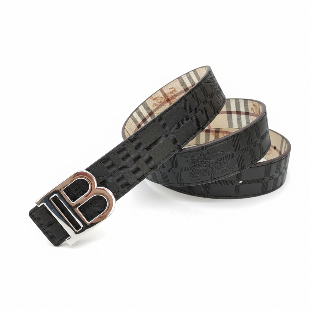 Burberry Leather Belt "Black-Silver"