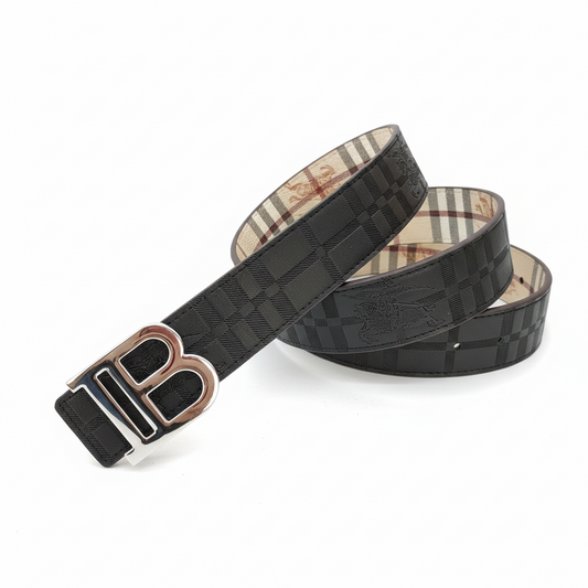 Burberry Leather Belt "Black-Silver"