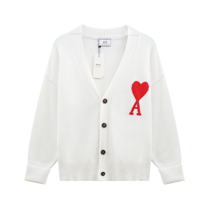 AMI Paris Ami De Coeur Cardigan "White"