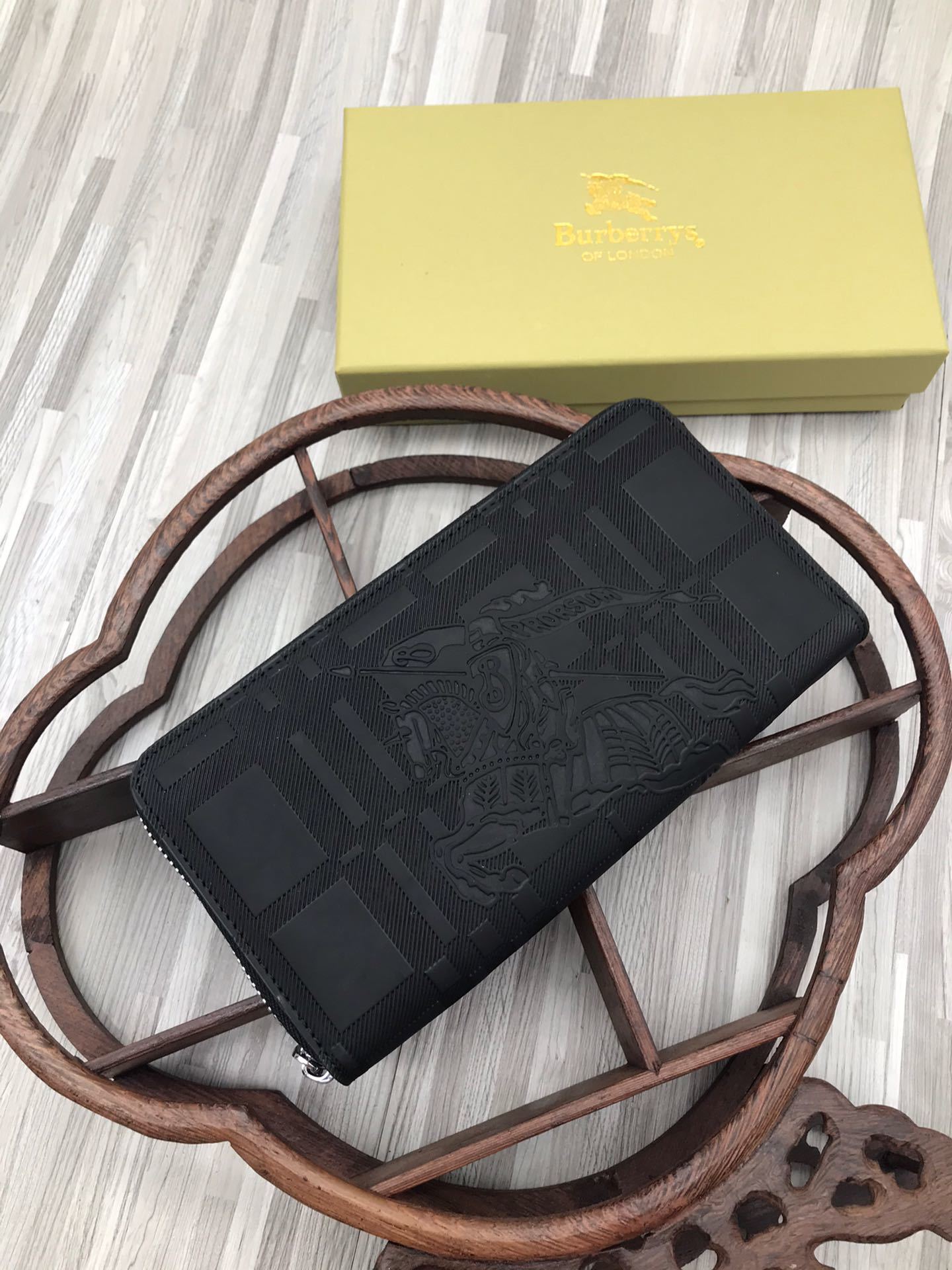 Burberry Long Equestrian Knight Leather Wallet