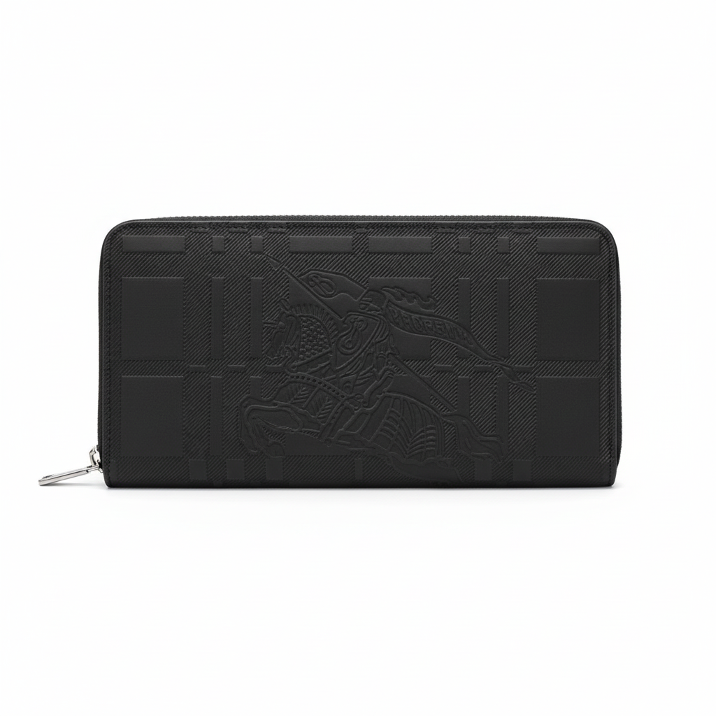 Burberry Long Equestrian Knight Leather Wallet