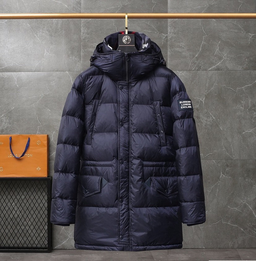 Burberry Lockwood Long Down Jacket "Navy Blue"