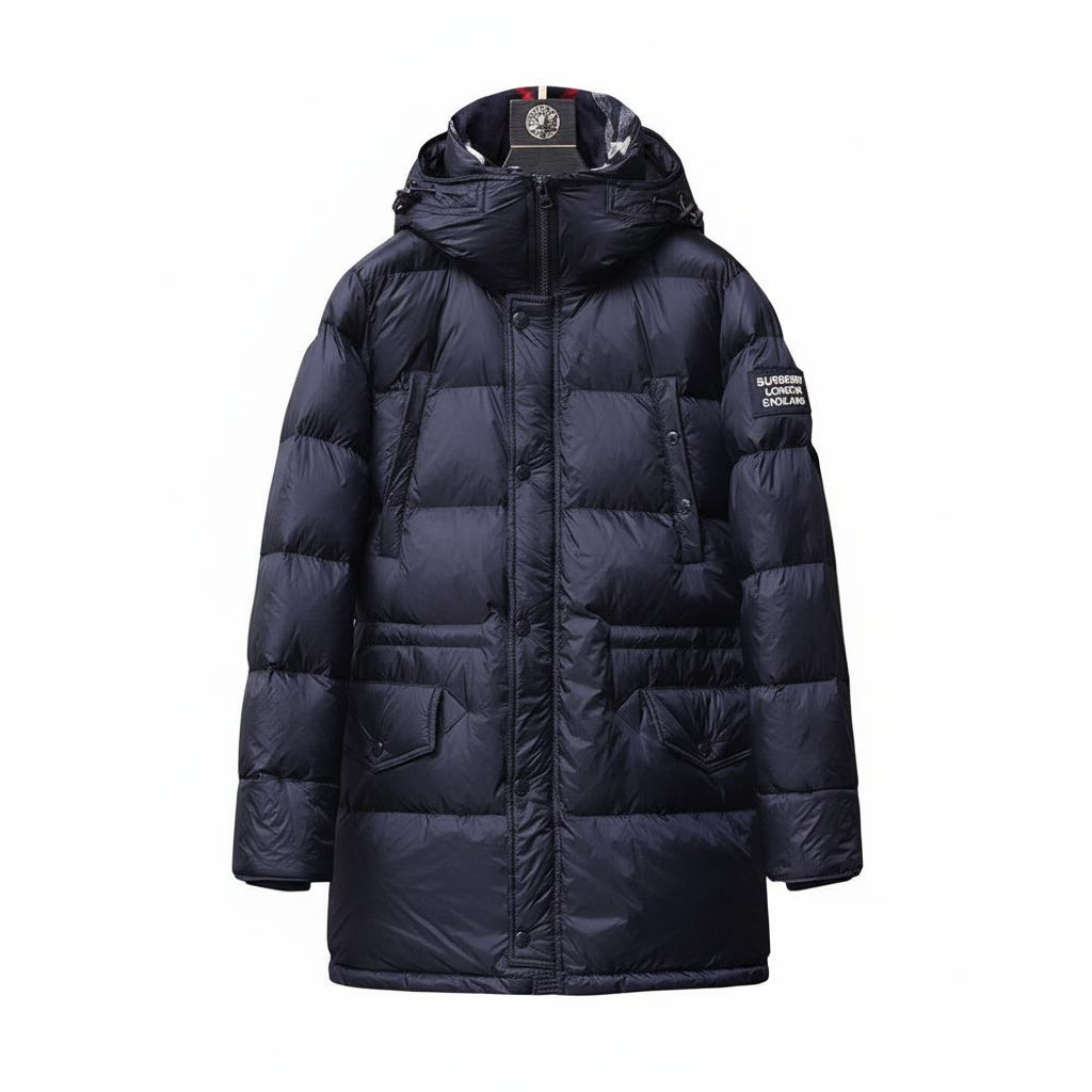 Burberry Lockwood Long Down Jacket "Navy Blue"