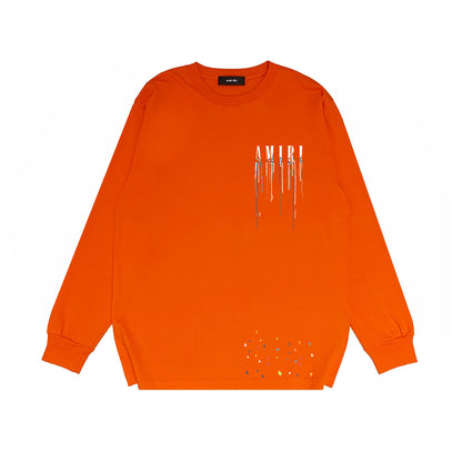 Amiri Paint Drip Core Logo Print Sweatshirt "Orange-White"