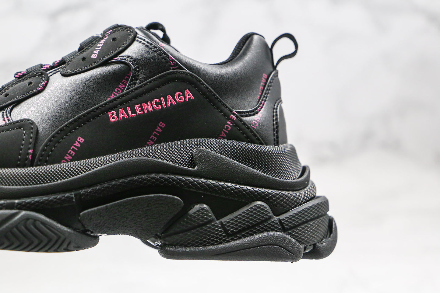 Balenciaga Triple S "Black-Pink All Over Logo"