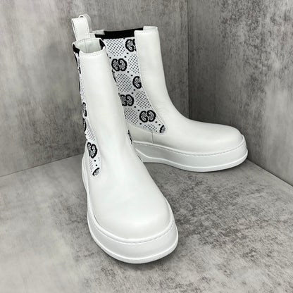 Gucci Leather Chelsea Boots "White"