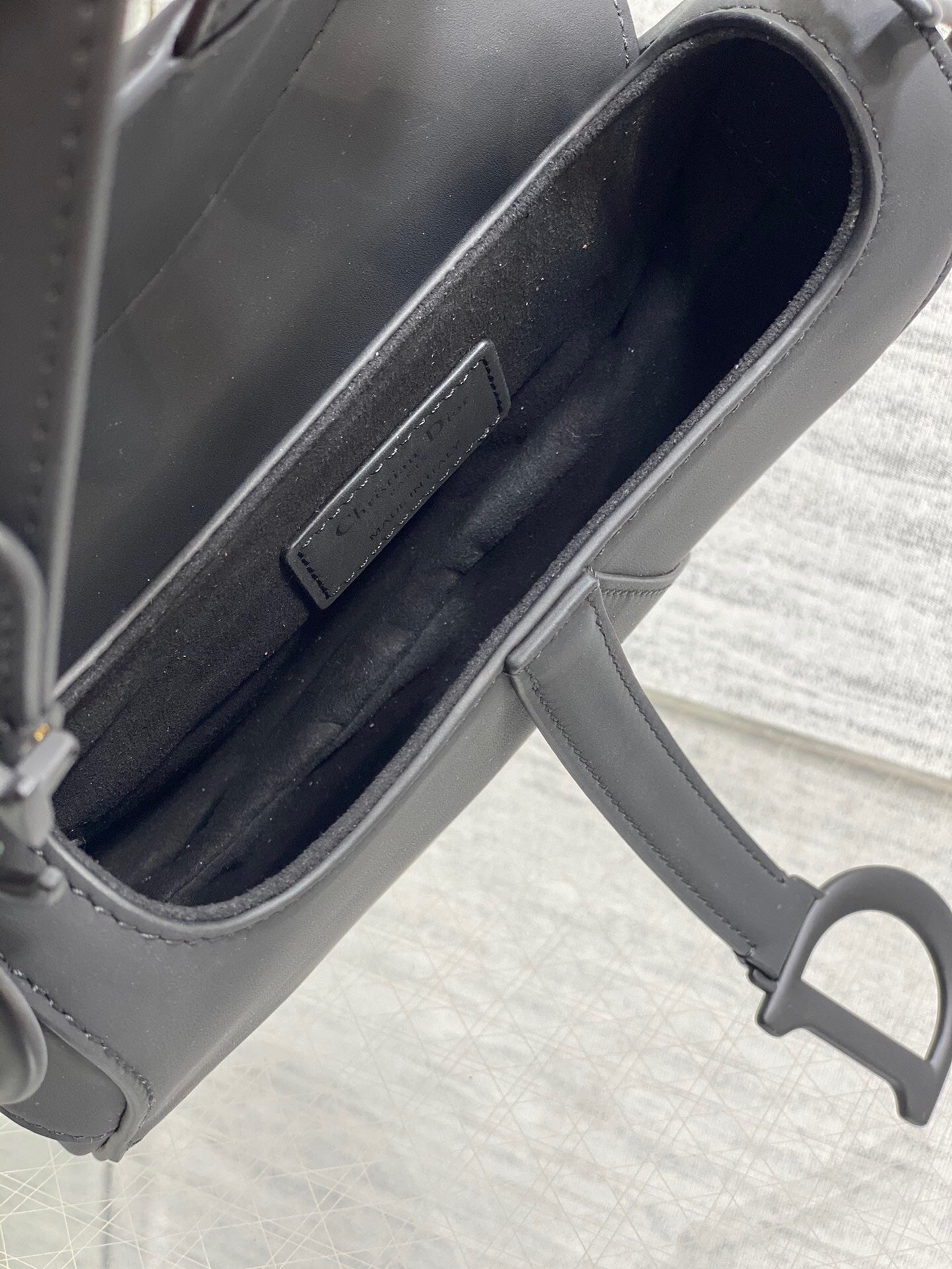 Dior Mini Saddle Bag with Strap "Black Ultramatte Calfskin"