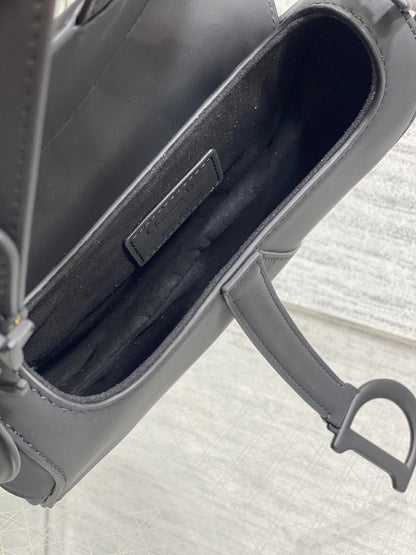 Dior Mini Saddle Bag with Strap "Black Ultramatte Calfskin"