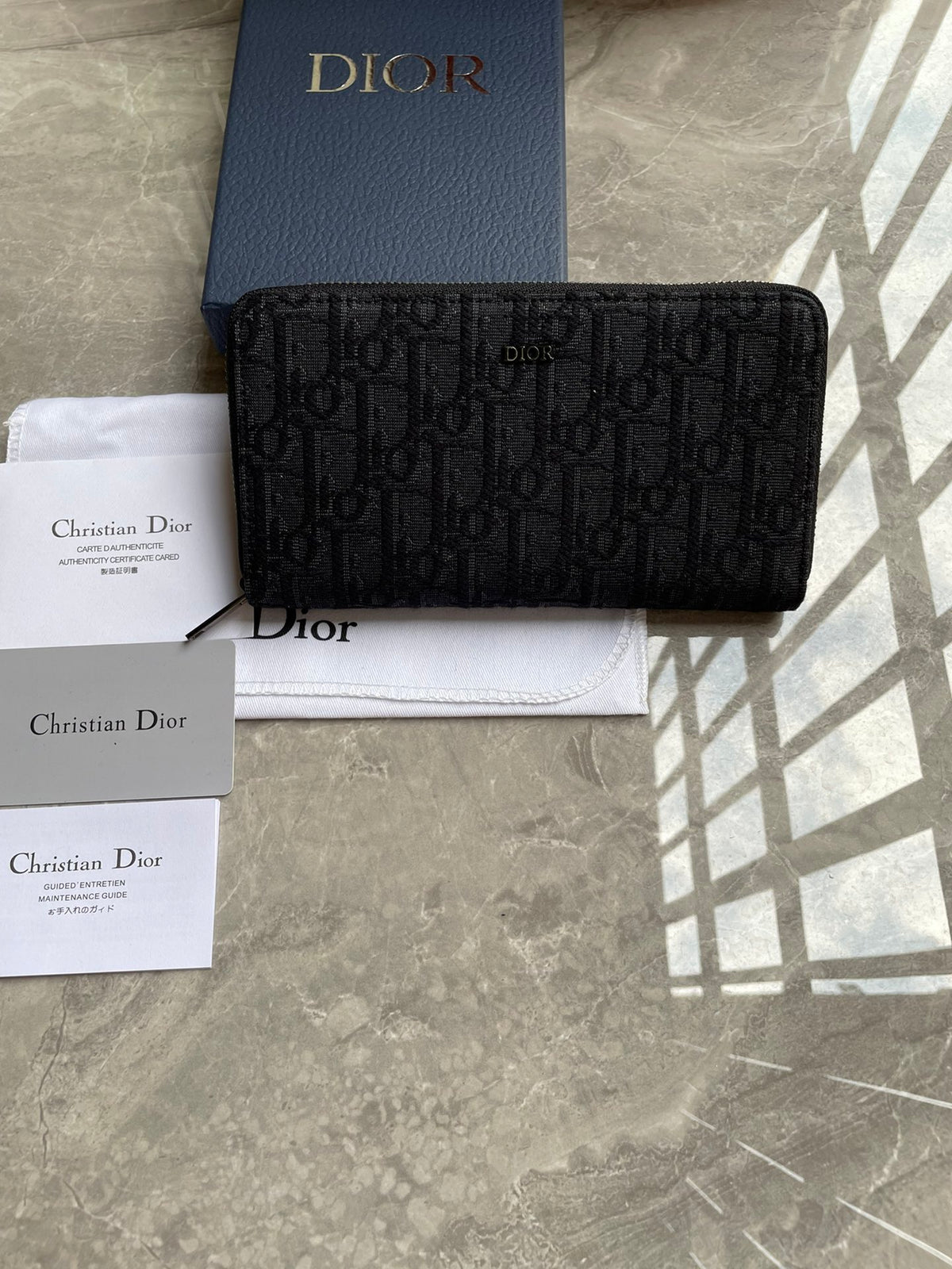 Dior Zipped Long Wallet "Black Dior Oblique Jacquard"