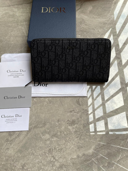 Dior Zipped Long Wallet "Black Dior Oblique Jacquard"