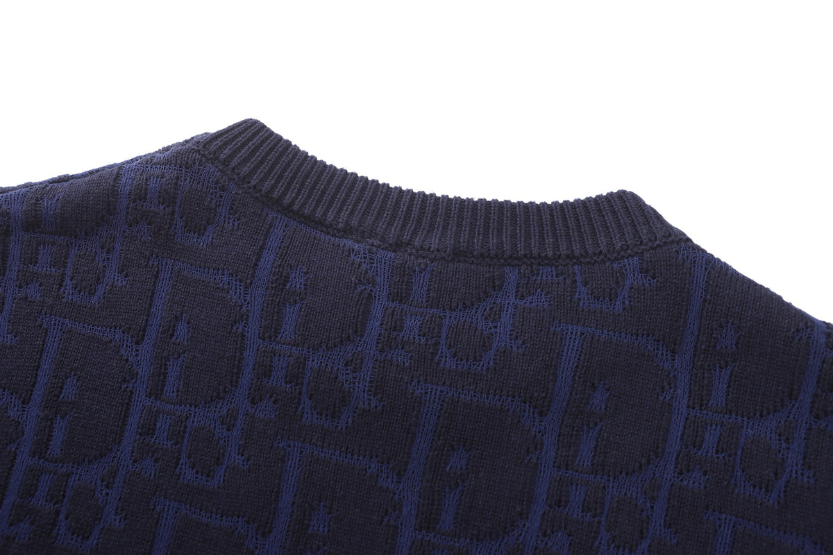 Dior Oblique Sweater "Navy Blue Cotton-Blend Jersey"