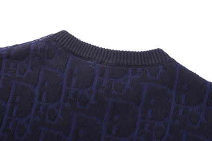 Dior Oblique Sweater "Navy Blue Cotton-Blend Jersey"