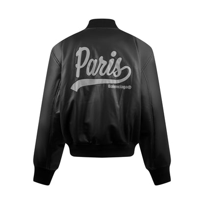 Balenciaga Leather Bomber Jacket "Black"