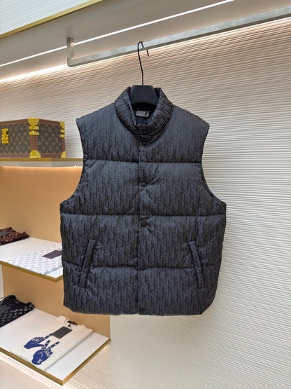 Dior Oblique Down Vest "Black Cotton-Blend Jacquard"