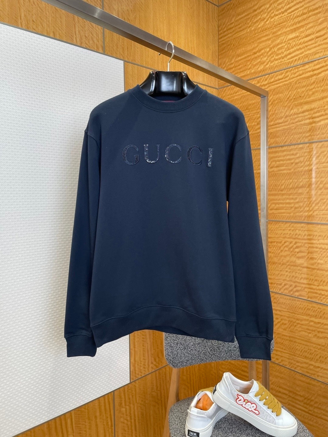 Gucci Cotton Jersey Sweatshirt with Embroidery "Navy Blue"