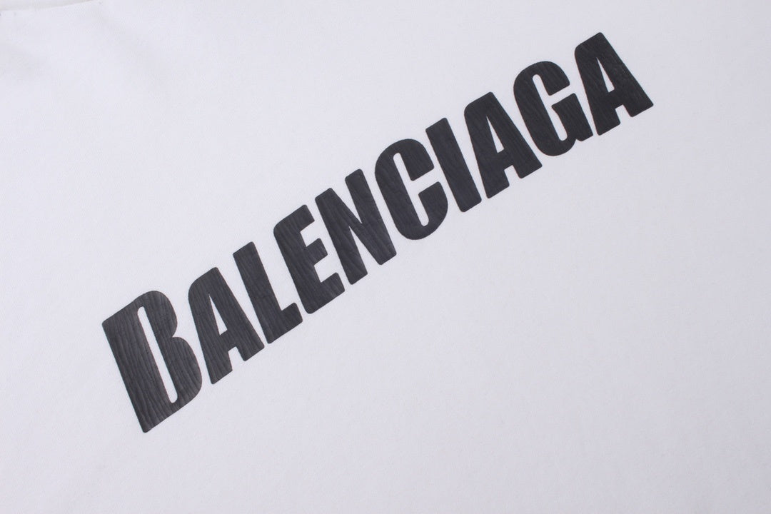 Balenciaga Distressed Caps Boxy Hoodie "White-Black"