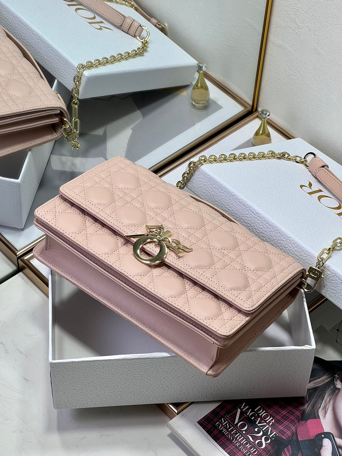 Dior My Dior Mini Bag "Powder Pink Cannage Lambskin"