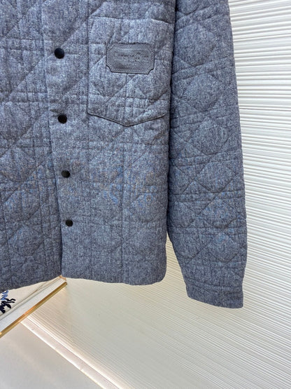 Dior Cannage Overshirt with Christian Dior Couture Embroidery "Gray Cotton Flannel"
