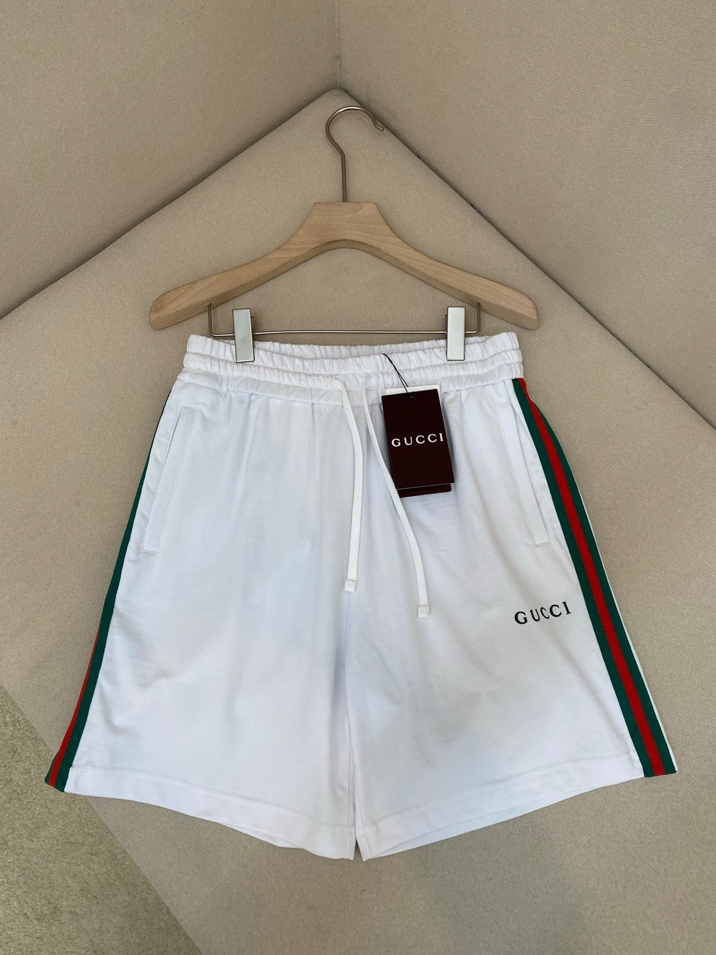 Gucci Cotton Piquet Shorts with Web "White"
